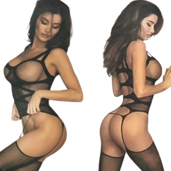 Елегантно мрежесто цяло боди с ефектен гръб 4