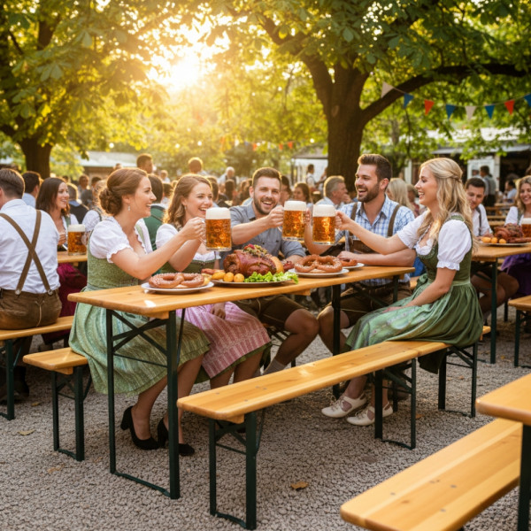 С дефект - Сгъваем комплект градинска маса с 2 пейки - От чамово дърво