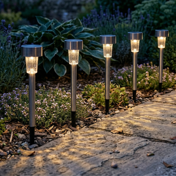 Комплект от 5 броя Led соларни лампи - автоматично включване без разход за електроенергия