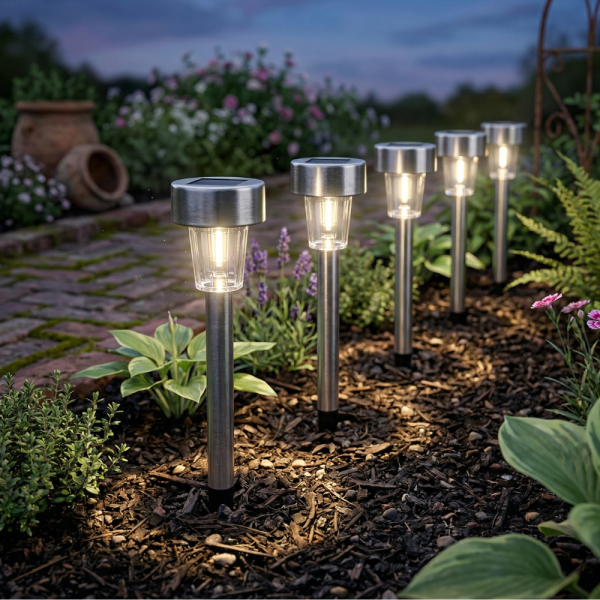 Комплект от 5 броя Led соларни лампи - автоматично включване без разход за електроенергия