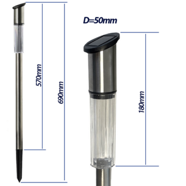 Комплект от 3 броя Led соларни лампи XL 57см - неръждаема стомана, сензор и до 8 часа светене 4
