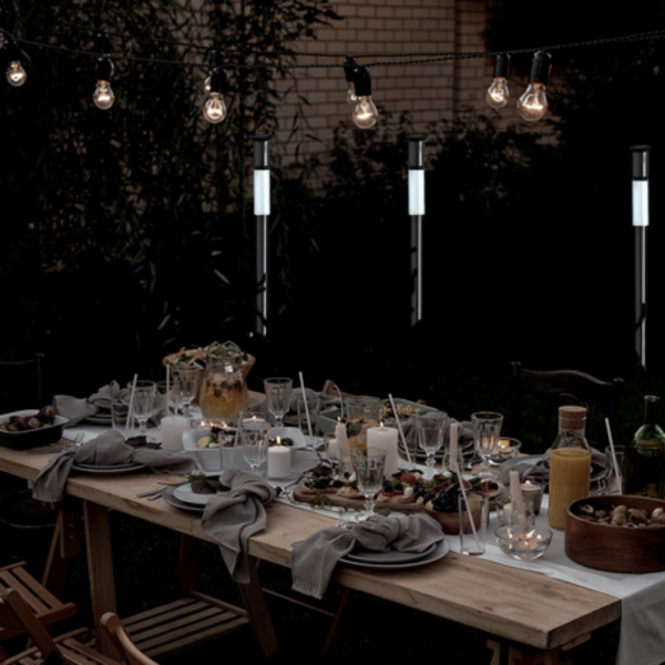 Комплект от 3 броя Led соларни лампи XL 57см - неръждаема стомана, сензор и до 8 часа светене