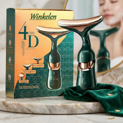 Електрически 4D масажор за лице, шия и очи 3в1 – Анти-ейдж уред с 3 сменяеми глави и лифтинг ефект за стягане и колаген