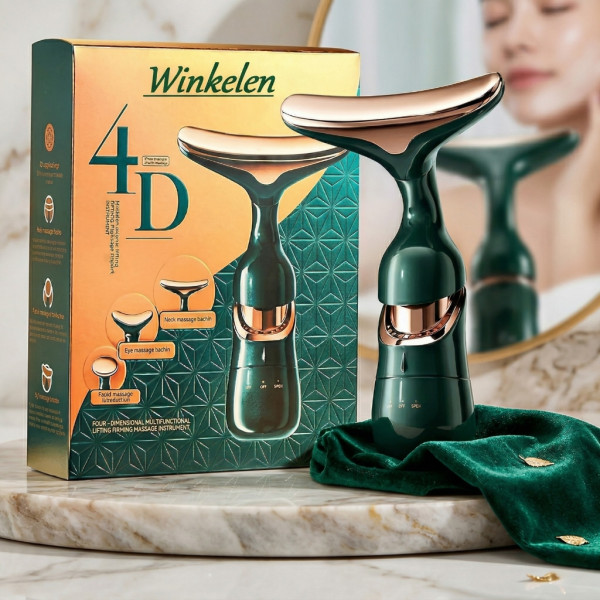 Електрически 4D масажор за лице, шия и очи 3в1 – Анти-ейдж уред с 3 сменяеми глави и лифтинг ефект за стягане и колаген 1