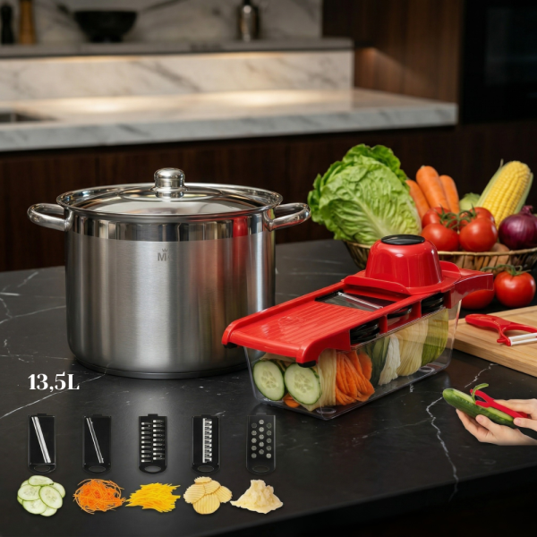 Професионална тенджера за готвене MERCURY HAUS COSMO PREMIUM + Подарък Мултифункционално кухненско ренде Wire Cutter TV1164 5