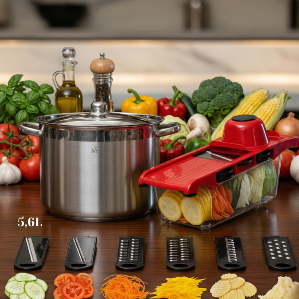 Професионална тенджера за готвене MERCURY HAUS COSMO PREMIUM + Подарък Мултифункционално кухненско ренде Wire Cutter TV1164 1