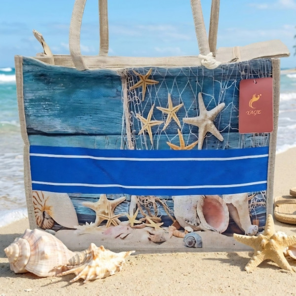 Стилна лятна чанта за плаж и разходка, размер 43 х 34 см