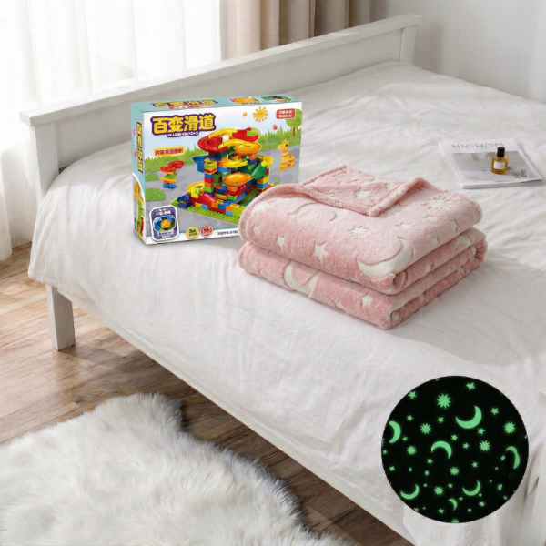 Светещо в тъмното одеяло Magic Blanket TV1003 + Подарък Голям комплект конструктор с 165 части Плъзгащ блок WJ26 2