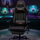 Ергономичен черен геймърски стол с поставка за крака, регулируема височина и 3D подлакътници 4