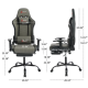 Ергономичен сив геймърски стол с поставка за крака, регулируема височина и 3D подлакътници 6