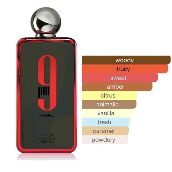 Унисекс парфюм Afnan 9 PM Rebel - Смел, съблазнителен и дълготраен аромат с плодови и карамелени нотки, 100 мл