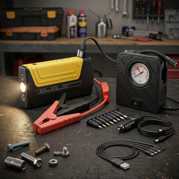 Мултифункционално стартерно устройство и компресор 2 в 1 Car Jump Starter 69800mAh