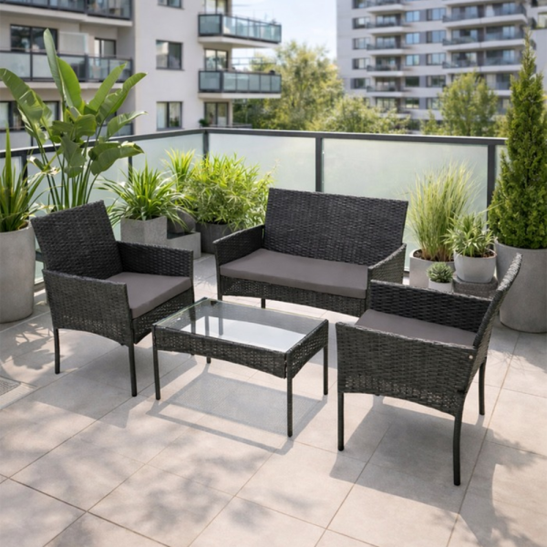 Елегантен ратанов комплект за градина с маса и възглавници - комфорт и стил