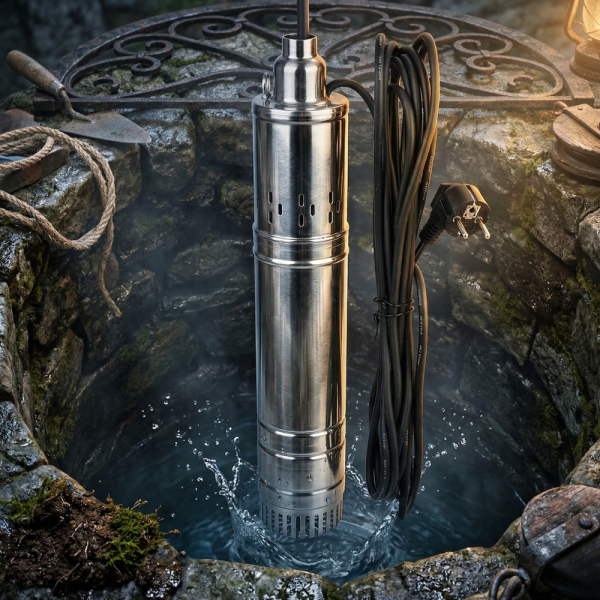 Дебит - Винтова водна помпа за дълбоки кладенци 1500W 2 m³/h ефективна - бързо изпомпване и висок напор