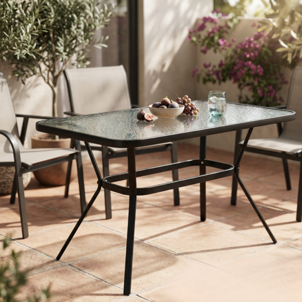 Елегантна правоъгълна маса – стъклен плот, модерен и устойчив дизайн 3