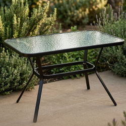 Елегантна правоъгълна маса – стъклен плот, модерен и устойчив дизайн