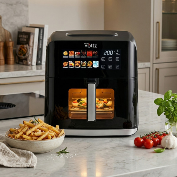 Еърфрайър Oliver Voltz OV51980CF, 1800W, 8 литра, Двоен нагревател, 12 Програми, LED дисплей и прозорец