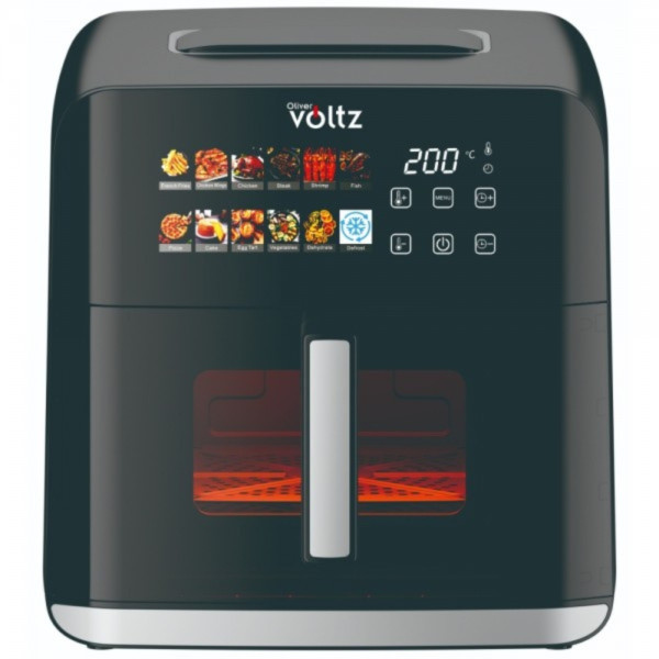 Еърфрайър Oliver Voltz OV51980CF, 1800W, 8 литра, Двоен нагревател, 12 Програми, LED дисплей и прозорец 9