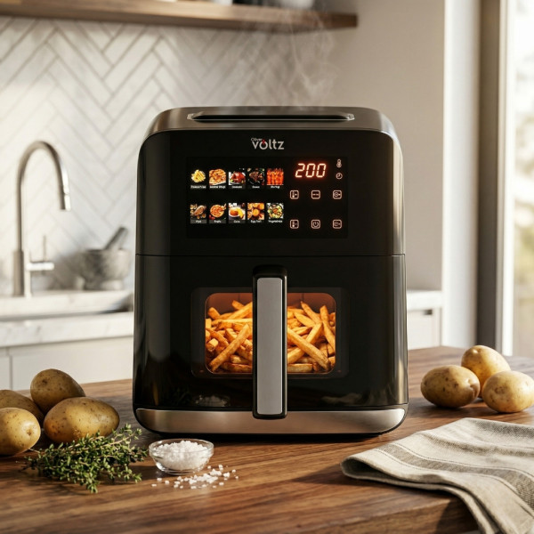 Еърфрайър с горещ въздух Oliver Voltz OV51980CE, 1200W, 4L, 10 програми, LED дисплей, прозорец