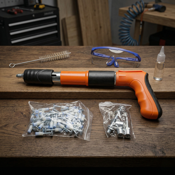 Професионален пистолет за забиване на пирони + 50 броя пирона 3