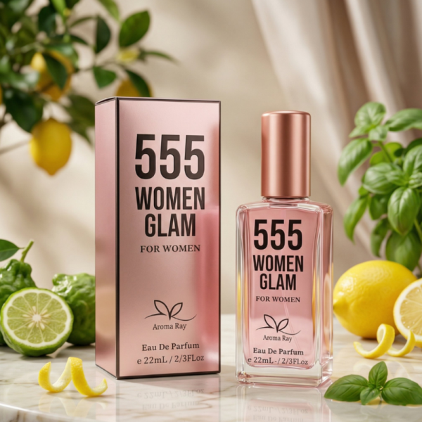 Свеж и дълготраен дамски парфюм 555 Women Glam - цитрусова енергия и мускусна дълбочина