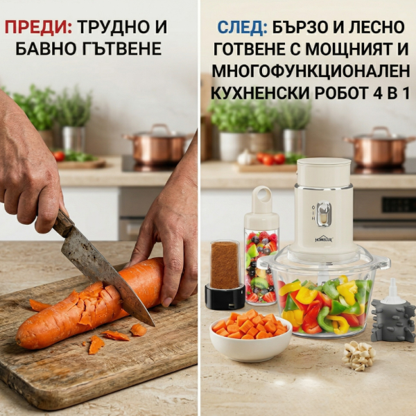 Многофункционален кухненски робот 4 в 1 Homelux - идеален за всяко домакинство 2