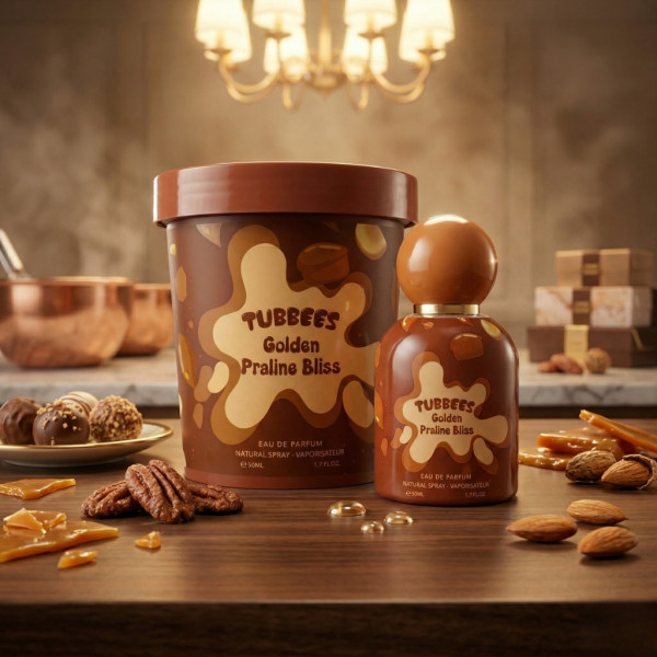Детски парфюм Tubbees Golden Praline Bliss - С нотки на пралина, карамел и сметана, 50 мл