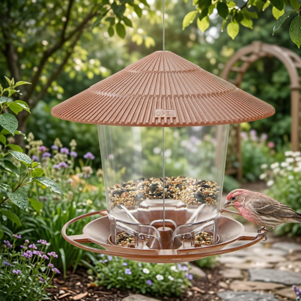 Устойчива хранилка за птици за външна употреба – Голям капацитет, защита от катерици и лесно почистване 2