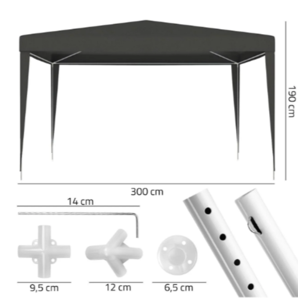 Сгъваема градинска шатра 3x3 м – Здрава метална конструкция, регулируема височина и защита от слънце и дъжд