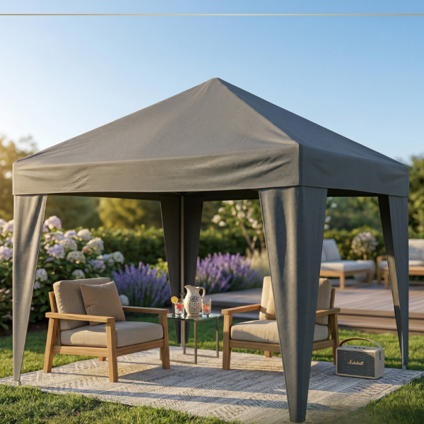 Сгъваема градинска шатра 3x3 м – Здрава метална конструкция, регулируема височина и защита от слънце и дъжд 3