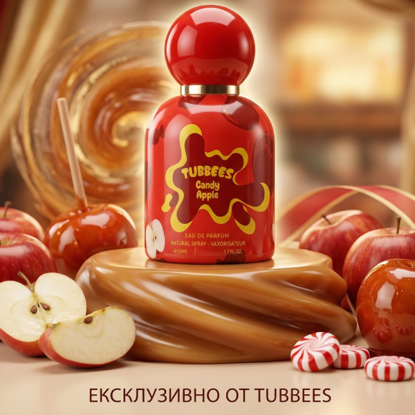 Детски парфюм Tubbees Candy Apple – Плодов гурме аромат със захарен памук, ябълка и ванилия - 50мл 2