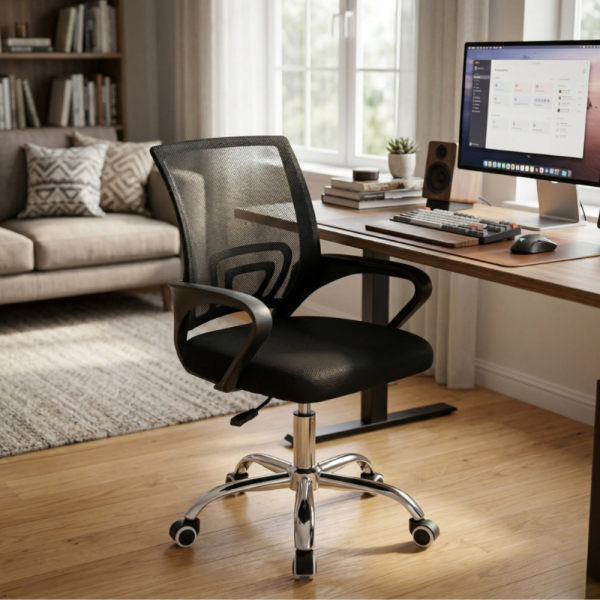 Ергономичен офис стол с дишаща мрежа и регулируема височина – комфорт през целия ден