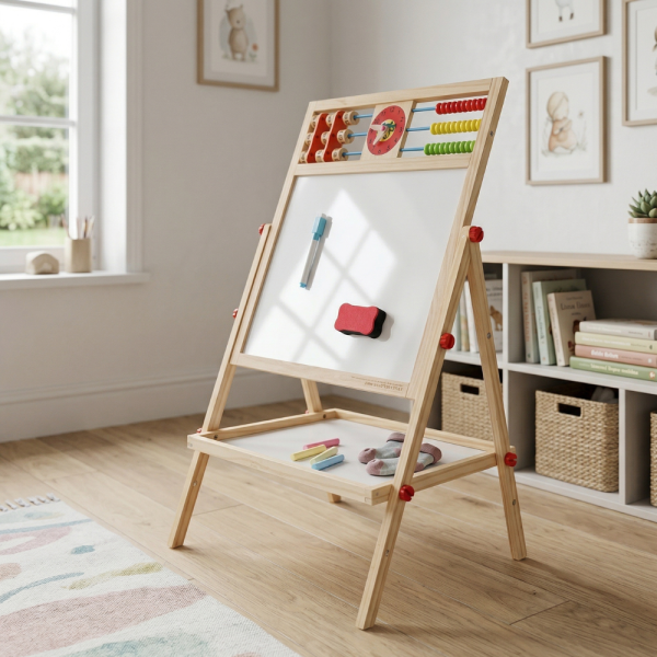 Мултифункционална образователна детска дъска с дървена рамка – за писане, рисуване и обучение