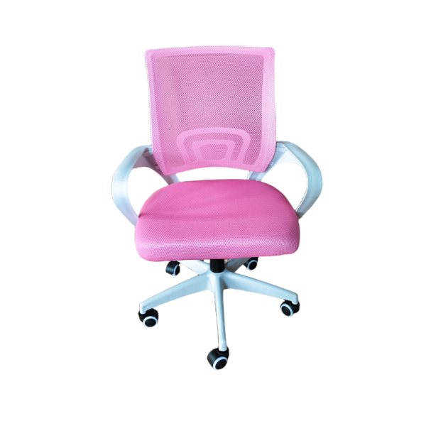 Ергономичен розов офис стол с дишаща мрежа и регулируема височина – комфорт през целия ден