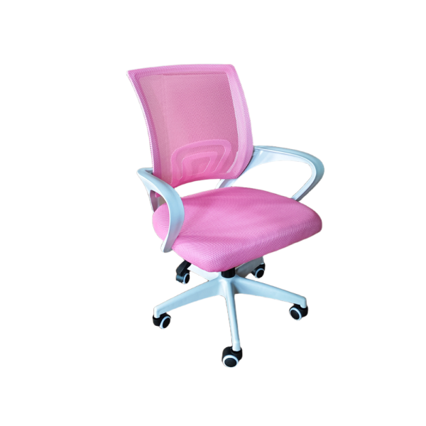 Ергономичен розов офис стол с дишаща мрежа и регулируема височина – комфорт през целия ден 1