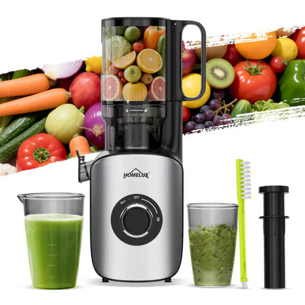 Бавна сокоизстисквачка HOMELUX 220W с XXL отвор 126 мм – студено пресоване за максимално полезен сок 8