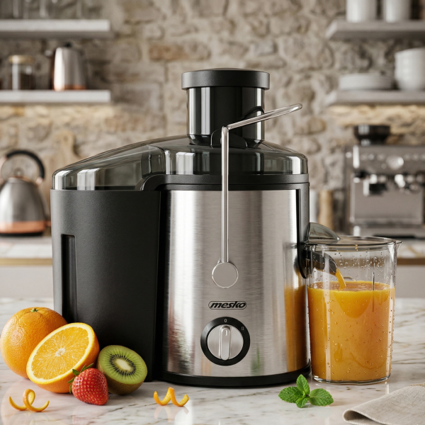 Компактна сокоизстисквачка Mesko MS 4126 в черен цвят - Здравословен сок за секунди – 600W мощност и миене в съдомиялна