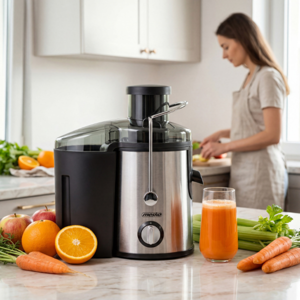 Компактна сокоизстисквачка Mesko MS 4126 в черен цвят - Здравословен сок за секунди – 600W мощност и миене в съдомиялна