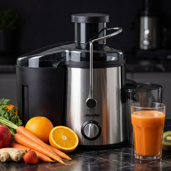 Компактна сокоизстисквачка Mesko MS 4126 в черен цвят - Здравословен сок за секунди – 600W мощност и миене в съдомиялна
