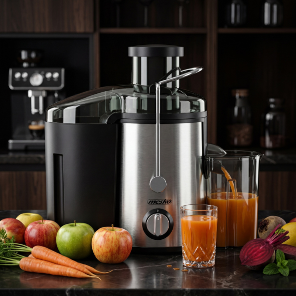 Компактна сокоизстисквачка Mesko MS 4126 в черен цвят - Здравословен сок за секунди – 600W мощност и миене в съдомиялна