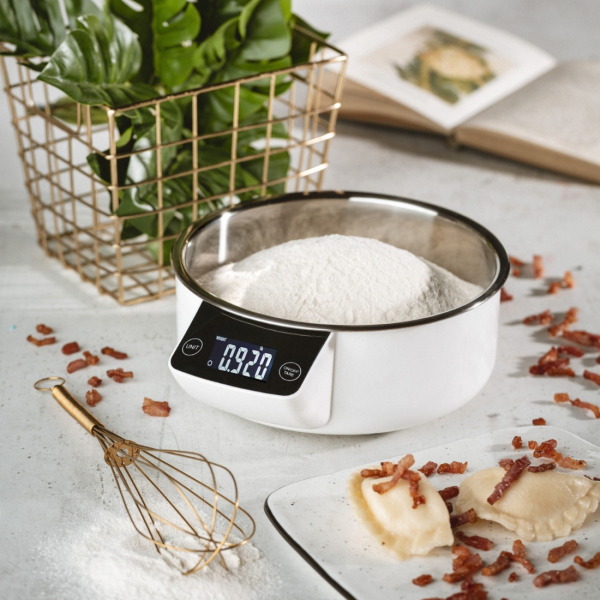 Дигитална кухненска везна до 5 кг – LCD дисплей, купа от неръждаема стомана и ТАРА функция