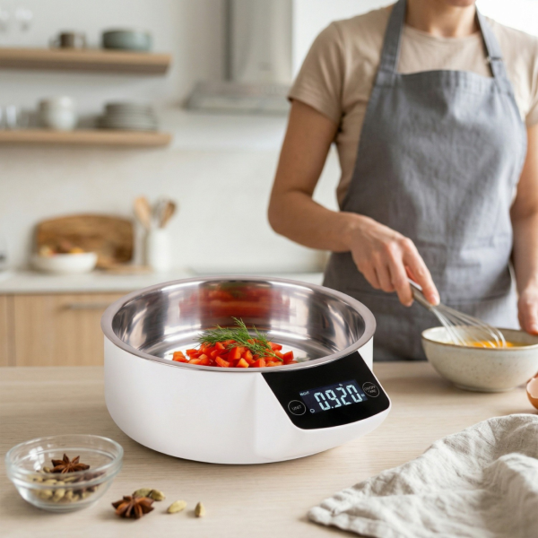 Дигитална кухненска везна до 5 кг – LCD дисплей, купа от неръждаема стомана и ТАРА функция