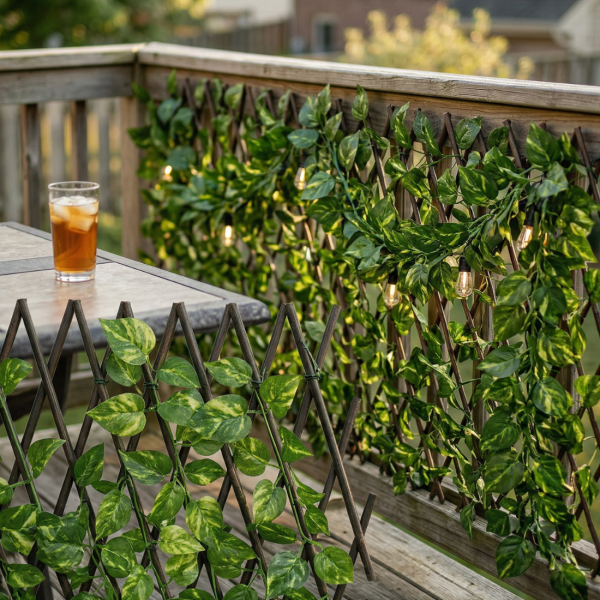 Комплект 5 бр. изкуствен бръшлян обща дължина 11.5 м – реалистична висяща декорация за стена, балкон и градина