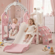 Детска розова пързалка с люлка 3 в 1 – за дома и двора, стабилна и безопасна конструкция 8