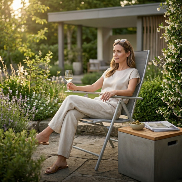 Луксозен регулируем стол за тераса и градина – Устойчив на атмосферни условия