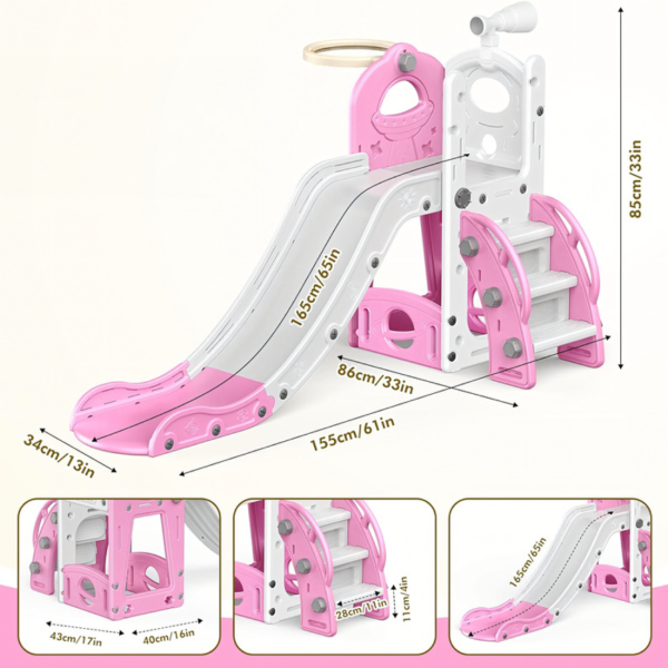 Самостоятелна детска пързалка със стълба 3 в 1 – за вътрешна и външна употреба, безопасна и стабилна