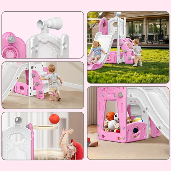 Самостоятелна детска пързалка със стълба 3 в 1 – за вътрешна и външна употреба, безопасна и стабилна 4