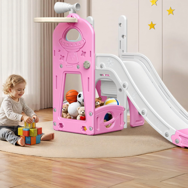 Самостоятелна детска пързалка със стълба 3 в 1 – за вътрешна и външна употреба, безопасна и стабилна