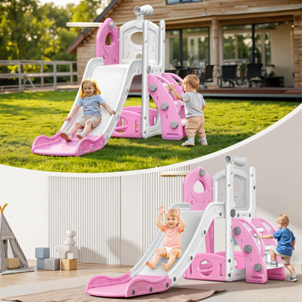 Самостоятелна детска пързалка със стълба 3 в 1 – за вътрешна и външна употреба, безопасна и стабилна 9