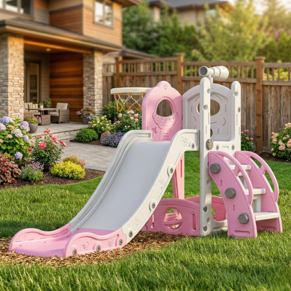 Самостоятелна детска пързалка със стълба 3 в 1 – за вътрешна и външна употреба, безопасна и стабилна